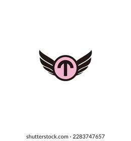 Letra T alas círculo símbolo geométrico simple vector logo