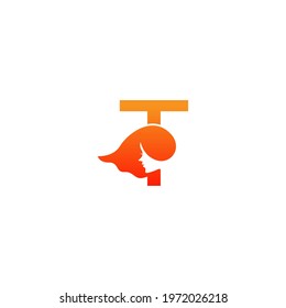 Letter T with woman face logo icon design vector illustration