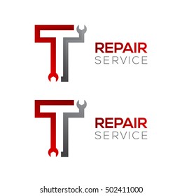 Letter T with wrench logo,Industrial,repair,tools,service and maintenance logo for corporate identity