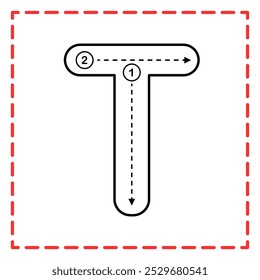 letter T for writing practice. Alphabet tracing is good for practicing children writing letters.