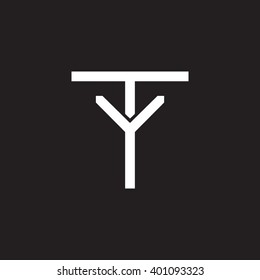 letter T and Y monogram logo white black background