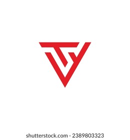 Letra T, y símbolo geométrico de triángulo, simple vector de logotipo