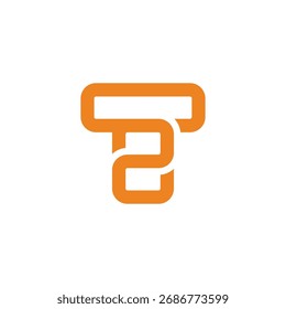 letter t2 simple linked geometric lines logo vector 
