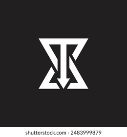 letter ta arrow linked triangles simple logo vector 