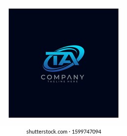 Letter TA Circle Swoosh Logo Design Vector