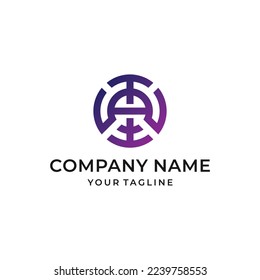 Letter TA Circle Tech Logo Design