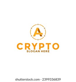 Letter AT or TA Digital Crypto currency logo with Blockchain technology. Financial technology logo template