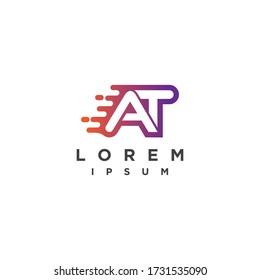 Letter AT TA fast moving logo icon design template elements