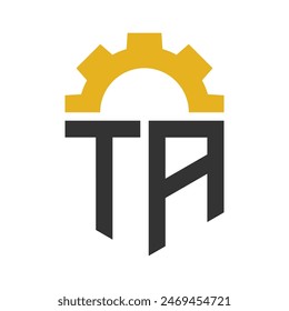 Letter TA Gear Logo Design for Service Center, Repair, Factory, Industrial, Digital and Mechanical Business