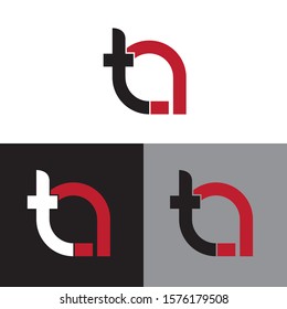 Letter ta linked lowercase logo design template elements. Red letter Isolated on black white grey background. Suitable for business, consulting group company