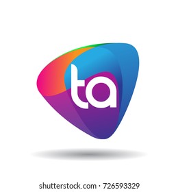 Letter TA logo with colorful splash background, letter combination logo design for creative industry, web, business and company.