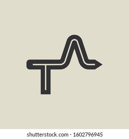 Letter TA pencil shape logo design. Link icon in flat style isolated on grey background. Graphic alphabet symbol for your corporate business identity, website, app, UI. Arts logo design inspiration.