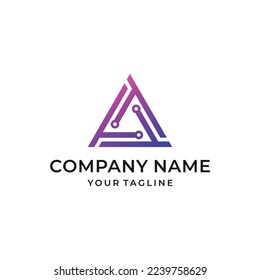 Letter TA Triangle Tech Logo Design