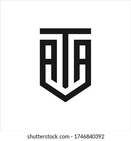 Letter TAA, ATA Logo Vector with Shield logo design inspiration, vector