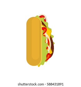 Letter I tacos. Mexican fast food font. Taco alphabet symbol. Mexico meal ABC