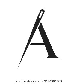 Letter A Tailor Logo, Needle and Thread Combination for Embroider, Textile, Fashion, Cloth, Fabric Template