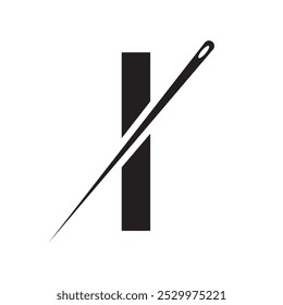 Letter I Tailor Sewing Needle Logo Design Concept For Embroider, Textile, Fashion, Cloth, Fabric Symbol