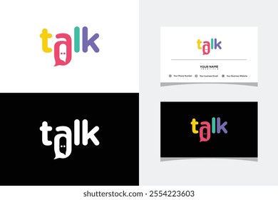 Letter Talk Color full vector Logo Icon Viral Podcast Chat Bubble. logo and business card