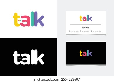 Letter Talk Color full vector Logo Icon Viral Podcast Chat Bubble. logo and business card