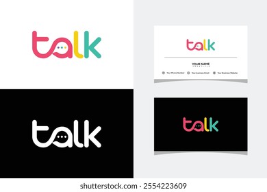 Letter Talk Color full vector Logo Icon Viral Podcast Chat Bubble. logo and business card