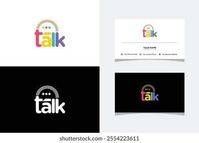 Letter Talk Color full vector Logo Icon Viral Podcast Chat Bubble. logo and business card