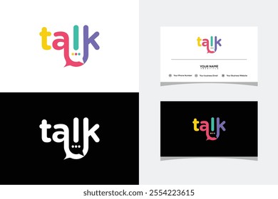Letter Talk Color full vector Logo Icon Viral Podcast Chat Bubble. logo and business card