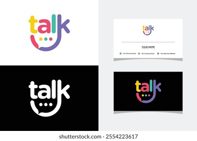 Letter Talk Color full vector Logo Icon Viral Podcast Chat Bubble. logo and business card