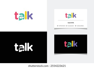 Letter Talk Color full vector Logo Icon Viral Podcast Chat Bubble. logo and business card