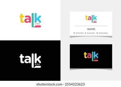 Letter Talk Color full vector Logo Icon Viral Podcast Chat Bubble. logo and business card