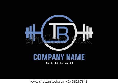 Letter T,B, TB OR BT Logo With barbell. Fitness Gym logo Vector.