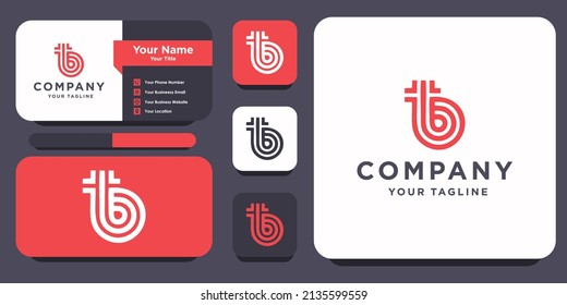 Letter tb or bt monogram logo with business card design