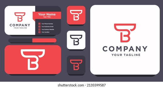 Letter tb or bt monogram logo with business card design