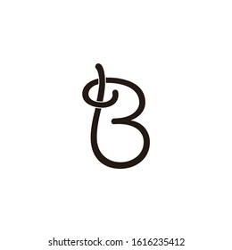 letter tb curves ribbon thread design logo vector