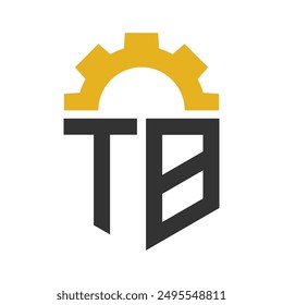 Letter TB Gear Logo Design for Service Center, Repair, Factory, Industrial, Digital and Mechanical Business