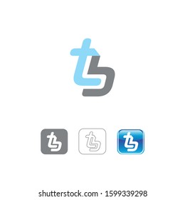letter tb initials with style options and in button element