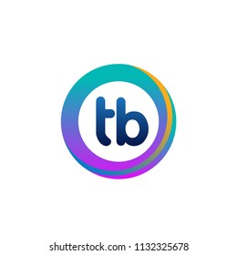 Letter TB logo with colorful circle, letter combination logo design with ring, circle object for creative industry, web, business and company.
