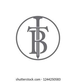 letter tb sword design logo brand