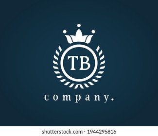 Letter TB, T or B heraldic logo in wreath, round frame. Elegant monogram for a card, badge, label, antique, restaurant, cafe, boutique, hotel, jewelry, brand name, identity, product. Luxury monogram.