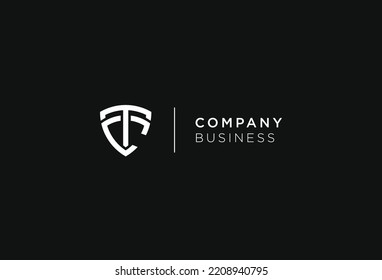 Letter TC CT with shield minimal logo vector illustration