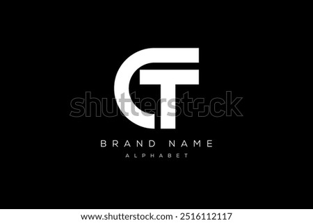 Letter TC CT with shield minimal logo vector illustration