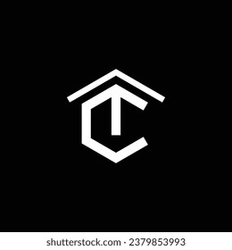 Letter TC House Logo Design. Black and White Logo. Usable for Business Logos. Flat Vector Logo Design Template