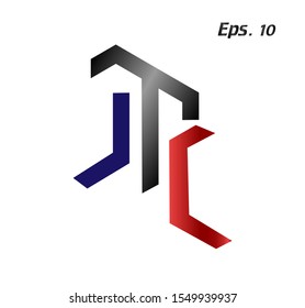 The letter "TC" logo is red, blue and black with an elegant white background, JTC letter