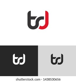 Letter td linked lowercase logo design template elements. Red letter Isolated on black white grey background. Suitable for business, consulting group company.
