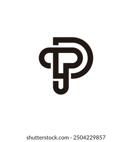 Vector de logotipo simple de superposición enlazada de letra TD 