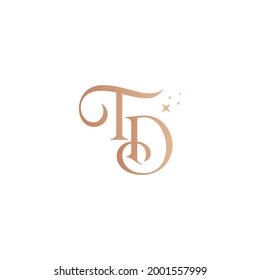 Letter TD monogram gold vector logo design