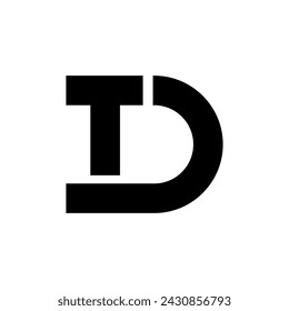 Letter Td simple line shape modern monogram typography unique logo