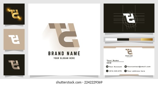 Letter Td or TG monogram logo with business card design