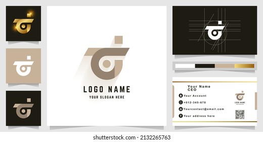 Letter Td or Ti monogram logo with business card design