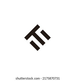 Umriss des Buchstaben TE T E, viereckiges geometrisches Symbol, einfaches Logo, Vektorgrafik