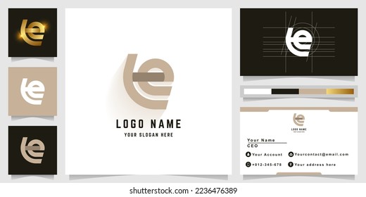 Letter te or He monogram logo with business card design